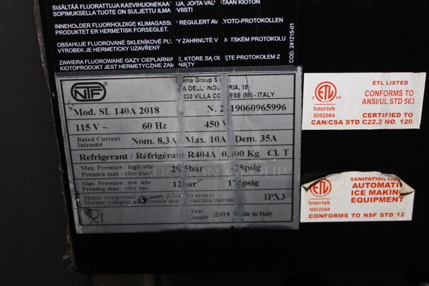 2018 Nuove Tecnologie Del Freddo NTDF SL 140A Stainless Steel Commercial Undercounter Self Contained Ice Machine. 115 Volts, 1 Phase.   - Image 7 of 8