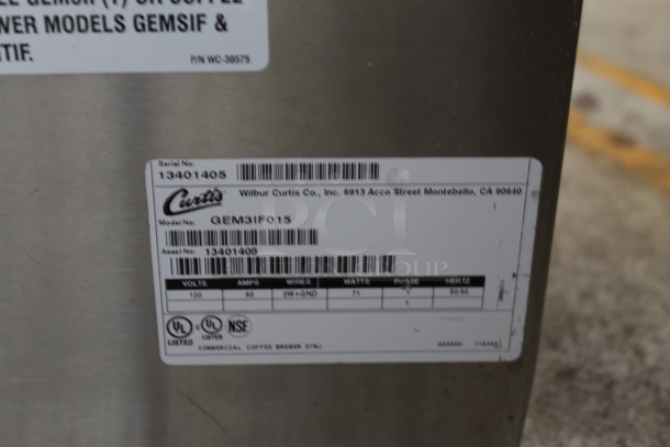 Curtis GEMSIF10A1015 Stainless Steel Commercial Countertop Coffee Machine w/ Hot Water Dispenser, Server Satellite and Poly Brew Basket. 220 Volts, 1 Phase.  - Image 4 of 6