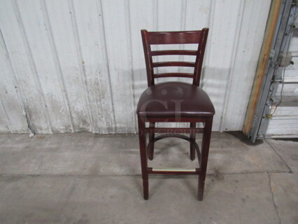Wooden Bar Height Chair  With Cushioned Seat, And Foot Rest. 2XBID. NICE!!!!
