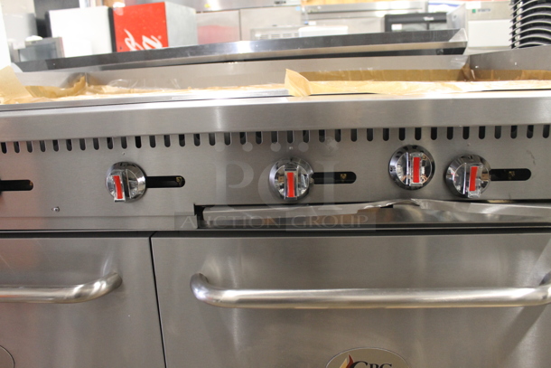 BRAND NEW SCRATCH AND DENT! CPG 351S60G48L Commercial Stainless Steel Liquid Propane Gas 60" Gas Range With 48" Griddle, Two Burners And Two Ovens With Steel Racks. Stock Picture Used For Gallery Picture - Image 5 of 12