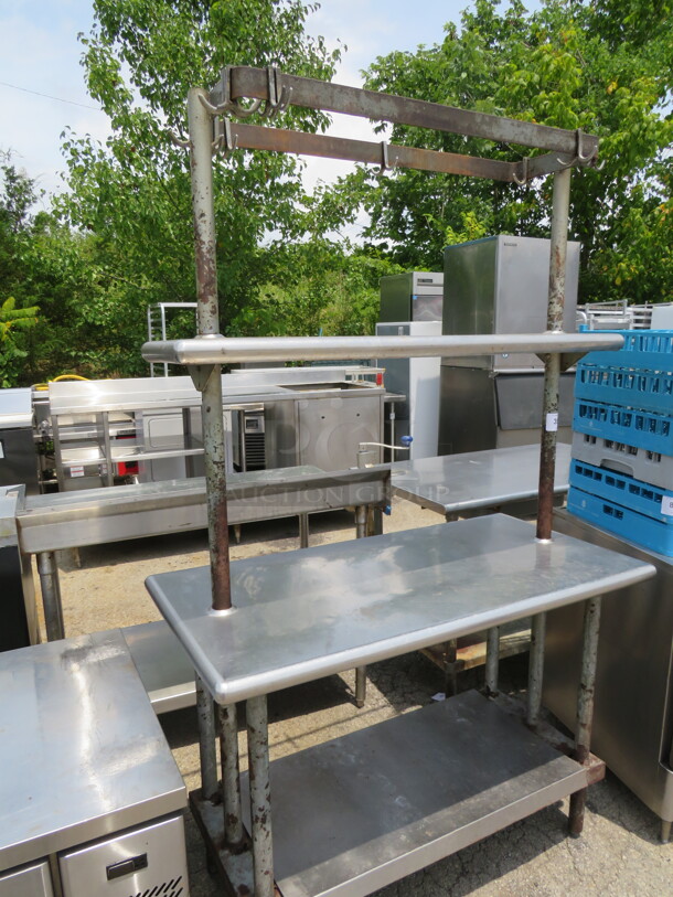 One Stainless Steel Table With 2 Over Shelves, Under Shelf And Pot Rack. 48X24X78 - Image 2 of 2