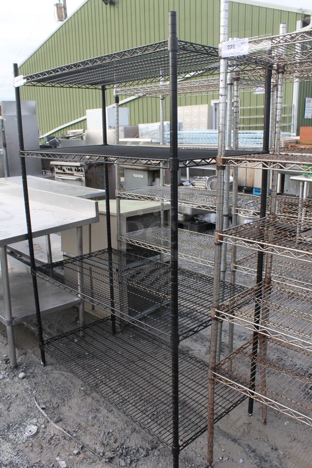 Black Finish 4 Tier Wire Shelving Unit. BUYER MUST DISMANTLE. PCI CANNOT DISMANTLE FOR SHIPPING. PLEASE CONSIDER FREIGHT CHARGES. - Image 2 of 3