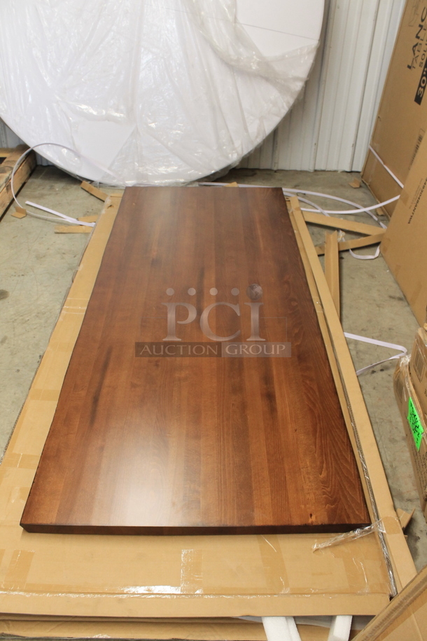 2 BRAND NEW SCRATCH AND DENT! Lancaster Table & Seating 3493048ANTWA 30" x 48" Solid Wood Live Edge Table Top with Antique Walnut Finish. 2 Times Your Bid! - Image 1 of 5
