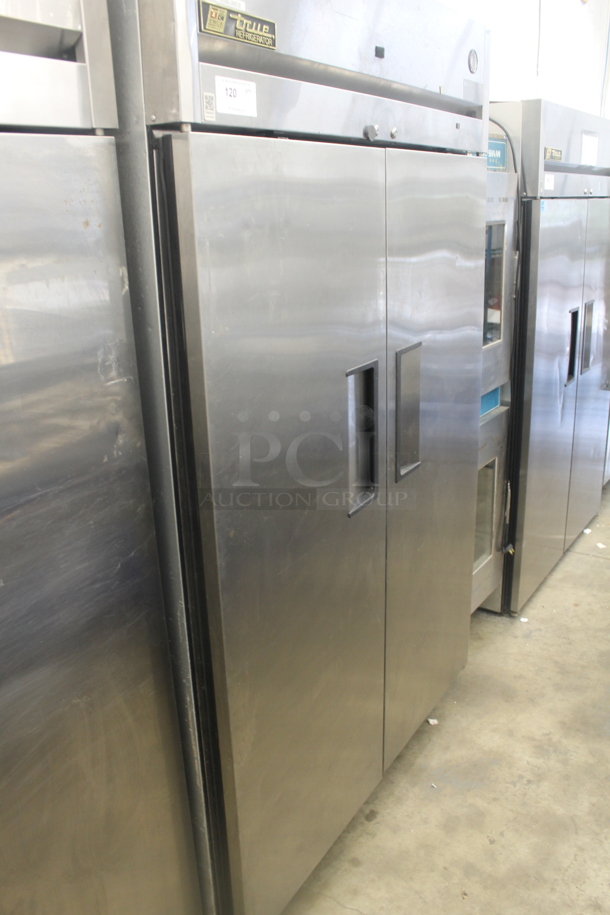 2014 True TG2R-2S ENERGY STAR Stainless Steel Commercial Two Door Reach In Cooler w/ Poly Coated Racks on Commercial Casters. 115 Volts, 1 Phase. Tested and Working! - Image 2 of 7