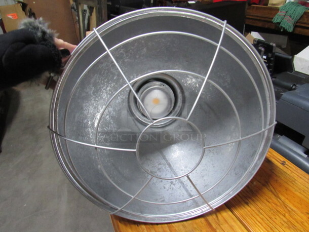 One 16 Inch Round Galvanized Pendant Light With Cage. - Image 2 of 2