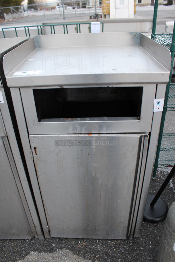 Stainless Steel Commercial Trash Can Shell w/ Trash Can and Door. 24x23x45.5
