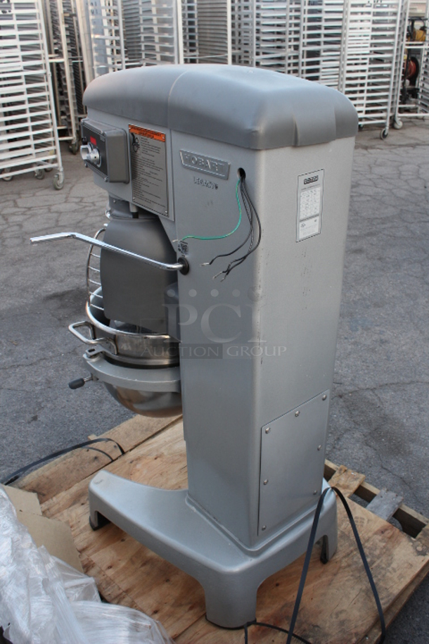 BRAND NEW SCRATCH & DENT! Hobart Legacy+ HL300-1 30 Qt. Planetary Floor Mixer with Guard & Standard Accessories - 240V, 3 Phase, 3/4 hp. This unit is designed for a direct power connection. Features a 3/4" conduit hole where with wires coming out for easy access and connection.  - Image 4 of 7