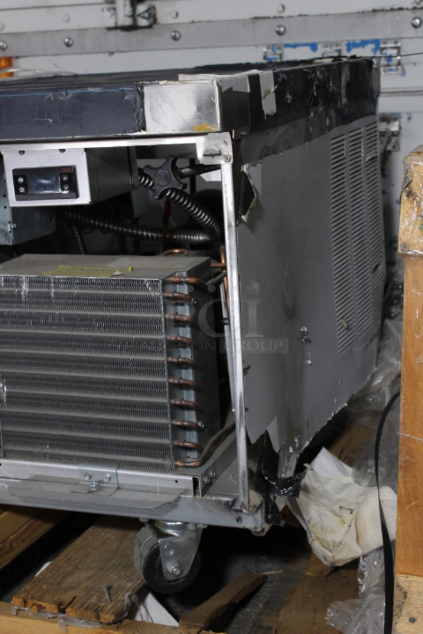 BRAND NEW SCRATCH AND DENT! Delfield F2999CP 99" Six Drawer Refrigerated Chef Base. IN WORKING ORDER! Unit is missing back and front panels, Compressor is still bolted down. Turns on and cools down to temp. S/N: 2210820101870. STILL HAS FACTORY WRAPPING! 99 1/4 31-15/16 x 26 Inches	 - Image 4 of 8