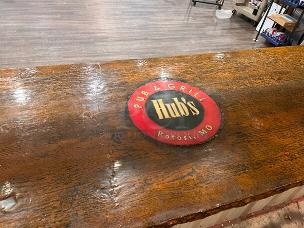 Concrete Bar Style Top with Business Logo in Serving Window. 
 x34.5"

***SECOND PHASE REMOVAL*** 

ITEM NOT AVAILABLE FOR STAFF REMOVAL OR SHIPPING.
 
Please Come Prepared with Appropriate Tools for Removal and Help to Load. There will be Two Phases for Removal, NO LIGHTING, ELECTRICAL OR EXTERIOR DOORS CAN BE REMOVED UNTIL THE SECOND PHASE. - Image 3 of 5