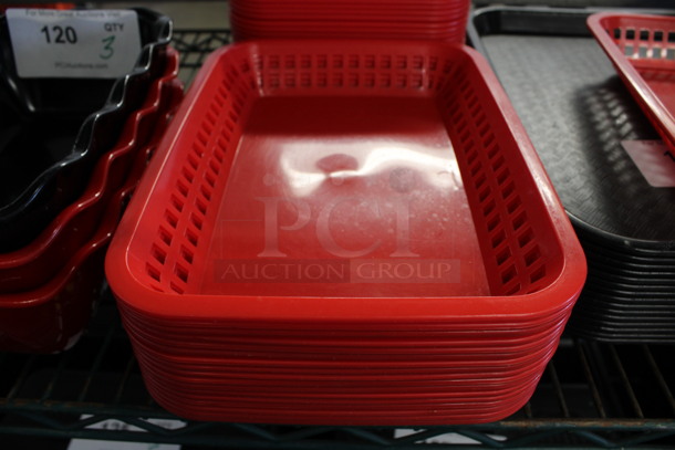 18 Red Poly Food Baskets. 7.75x10.75x1.5. 18 Times Your Bid!