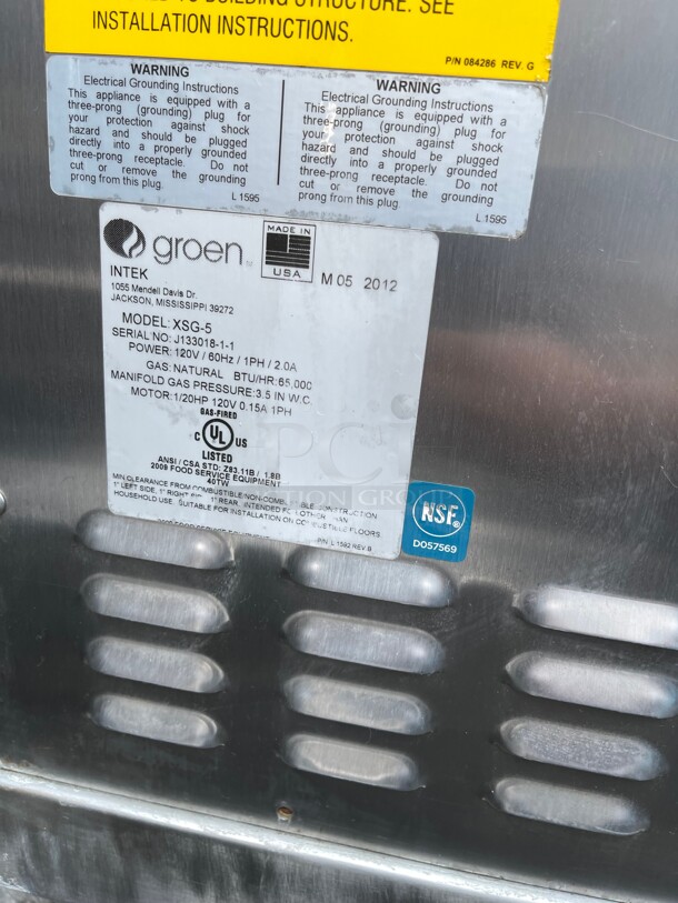 WOW! Groen XS-208-12-3 (6) Pan Commercial Convection Natural Gas Steamer - With Stand, 115 Volt NSF Tested and Working! - Image 10 of 10