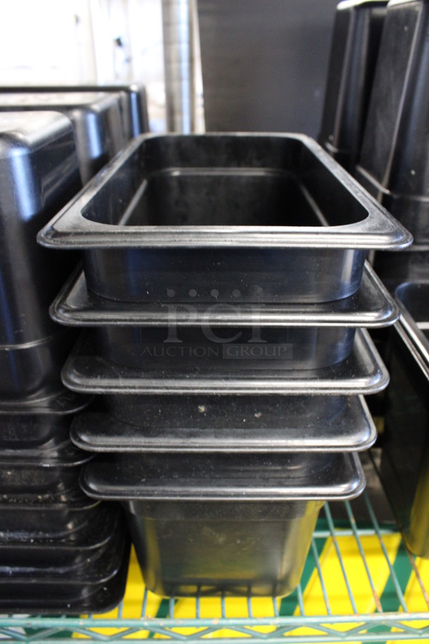 ALL ONE MONEY! Lot of 12 Cambro Black Poly 1/3 Size Drop In Bins! 1/3x6