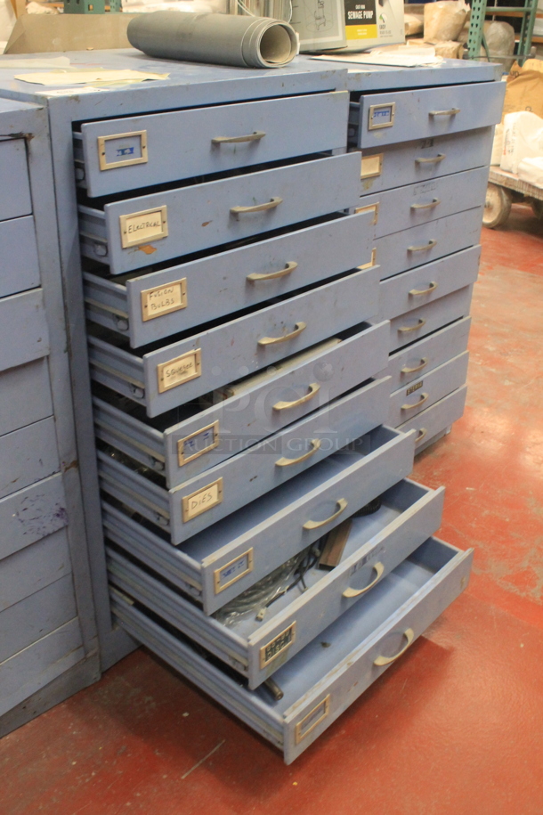 Blue Metal 9 Drawer Filing Cabinet w/ Contents. BUYER MUST REMOVE. - Image 3 of 10