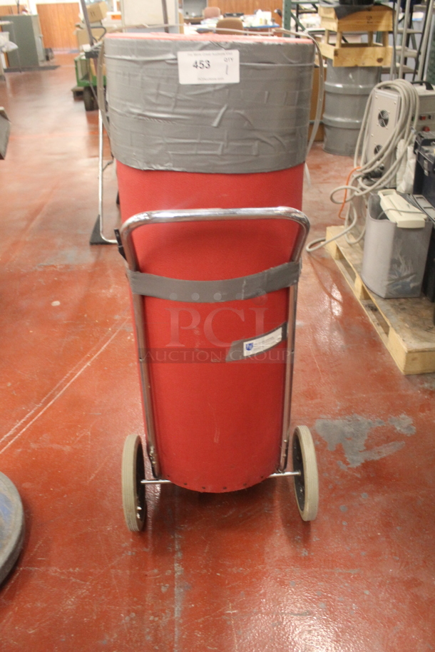 Red Poly Bucket on Metal Furniture Dolly. - Image 4 of 5