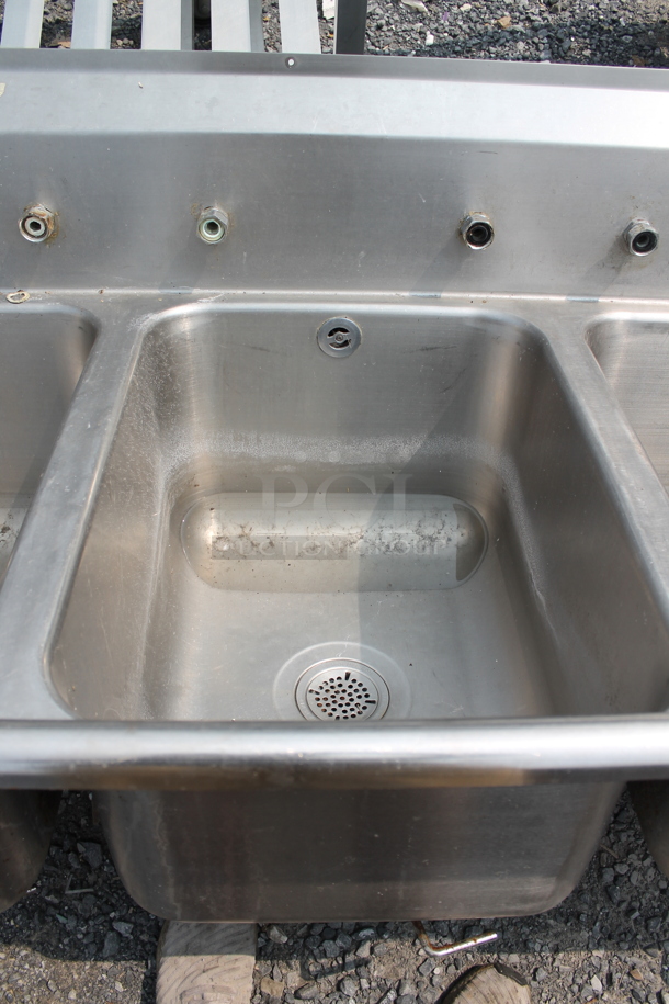 Stainless Steel Commercial 3 Bay Sink w/ Dual Drain Boards. No Legs. - Image 3 of 4