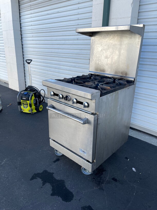 Clean! Stratus Commercial 24 inch  Range 4 Open Burner Gas Oven Stratus SR-4 #7224 Commercial Stove NSF USA On Casters Tested and Working! - Image 4 of 10