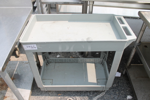 Gray Poly 2 Tier Cart on Commercial Casters.
