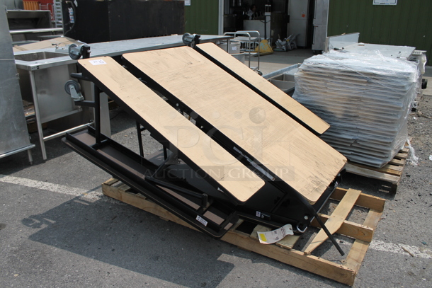 National Public Seating MTFB12-PBTMCR 12' Rectangular Fixed Bench Particleboard Cafeteria Table with T-Mold Edge and Chrome Frame - Image 2 of 3