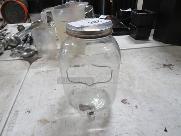 One Glass Beverage Dispenser With Lid.