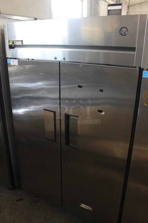 2012 True TG2R-2S ENERGY STAR Stainless Steel Commercial 2 Door Reach In Cooler w/ Poly Coated Racks on Commercial Casters. 115 Volts, 1 Phase. Tested and Working! - Image 1 of 7