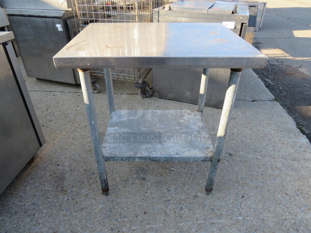 One Stainless Steel Table With Under Shelf. 24X30X34