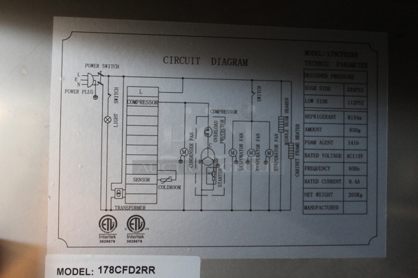Avantco 178CFD2RR Stainless Steel Commercial 2 Door Reach In Cooler w/ Poly Coated Racks on Commercial Casters. 115 Volts, 1 Phase. Tested and Working! - Image 11 of 11