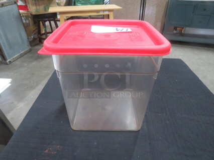 One 8 Quart Food Storage Container With Lid.