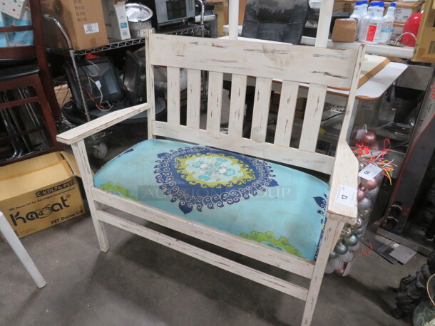 One Wooden Bench With Cushion. 44X24X38 - Image 2 of 2