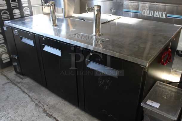 Atosa Model SDD-27-90 Stainless Steel Commercial 3 Door Direct Draw Kegerator w/ 2 Beer Towers and 3 Couplers. 115 Volts, 1 Phase. 90.5x28x49. Tested and Working!
