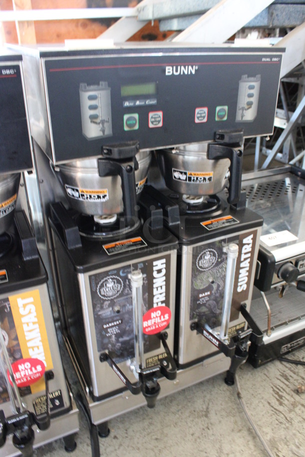 2012 Bunn Model DUAL SH DBC Stainless Steel Commercial Countertop Dual Coffee Machine w/ 2 Stainless Steel Brew Baskets and 2 Bunn Model SH SERVER Satellite Servers. 120/208-240 Volts, 1 Phase. 18x24x36. Tested and Working! - Image 3 of 6