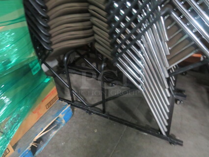 One Metal Transport Cart For Stack Chairs. Will Hold 24 Chairs. NO CHAIRS!!!  CART ONLY!!!!