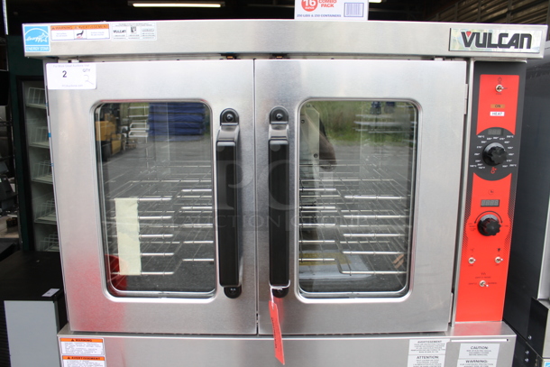2 BRAND NEW SCRATCH AND DENT! Vulcan VC5ED ENERGY STAR Stainless Steel Commercial Electric Powered Full Size Convection Oven w/ View Through Doors, Metal Oven Racks and Thermostatic Controls. 240 Volts, 3/1 Phase. 2 Times Your Bid!
 - Image 2 of 11