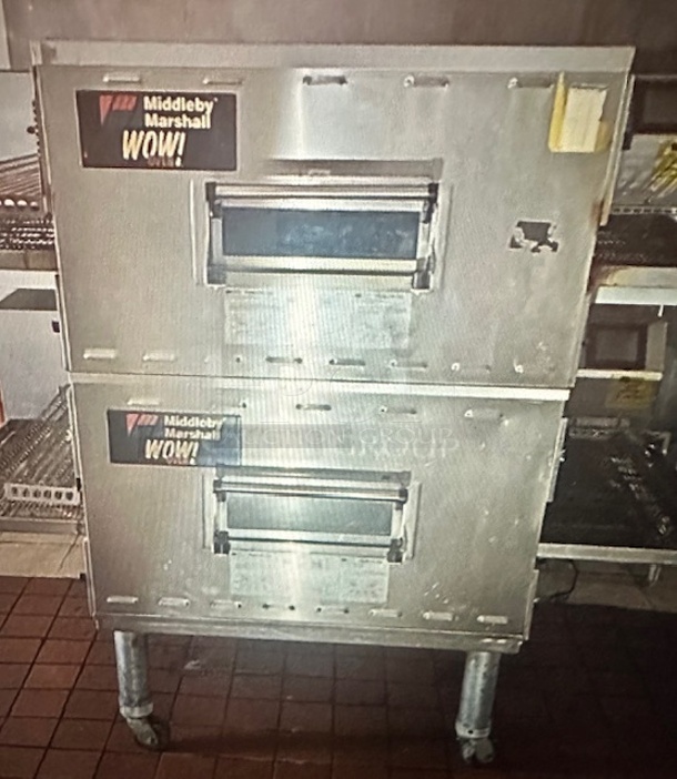 Middleby Marshall Natural Gas Conveyor Pizza Oven On Casters. Model# PS840G. Working When Removed. 78X57. 2XBID. You Will Receive 1 Double Stack Unit. - Image 1 of 2
