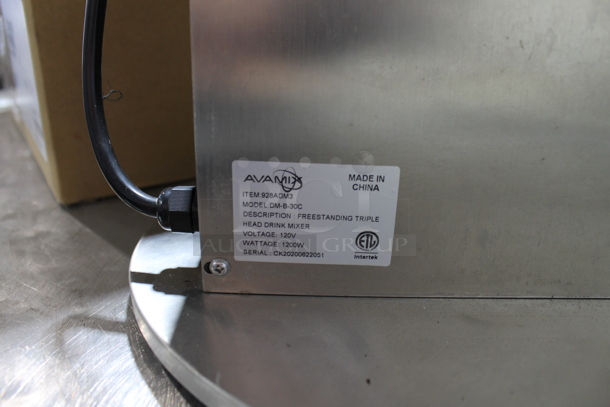AvaMix DM-B-30C Stainless Steel Commercial Countertop 3 Head Drink Mixer. 120 Volts, 1 Phase. Tested and Working! - Image 5 of 5