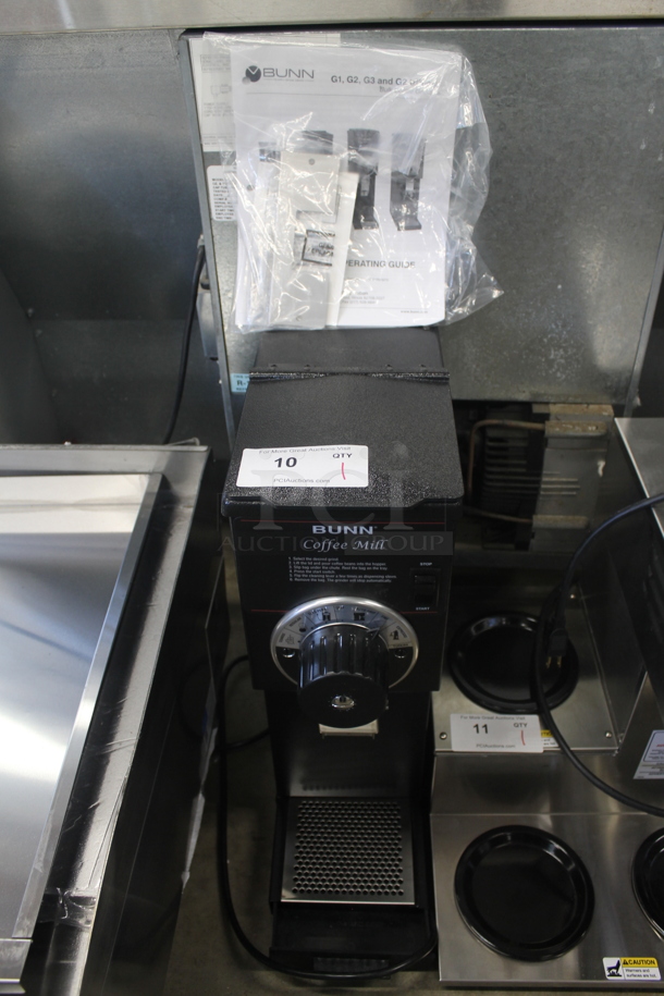 BRAND NEW SCRATCH AND DENT! 2022 BUNN G1 HD Commercial Electric Countertop Black Bulk Coffee Grinder. 120V, 1 Phase. Tested and Working! - Image 1 of 7