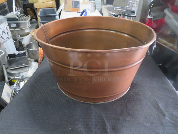 One 15 Inch Round Copper Bucket With Handles. - Image 1 of 3