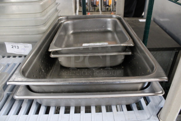 4 Various Stainless Steel Drop In Bins; Two Half Size and Two Full Size. Includes 1/1x2. 4 Times Your Bid!
