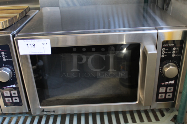 2017 Amana RCS10DSE Stainless Steel Commercial Countertop Microwave Oven. 120 Volts, 1 Phase.  - Image 1 of 5
