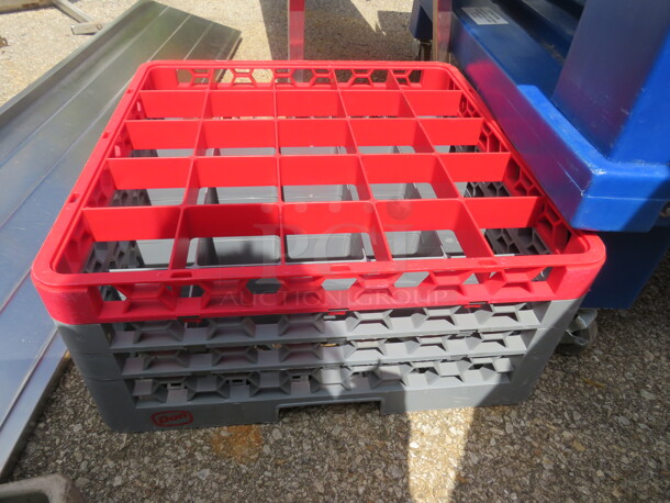 One 25 Hole Grey/Red Tall Dishwasher Rack.