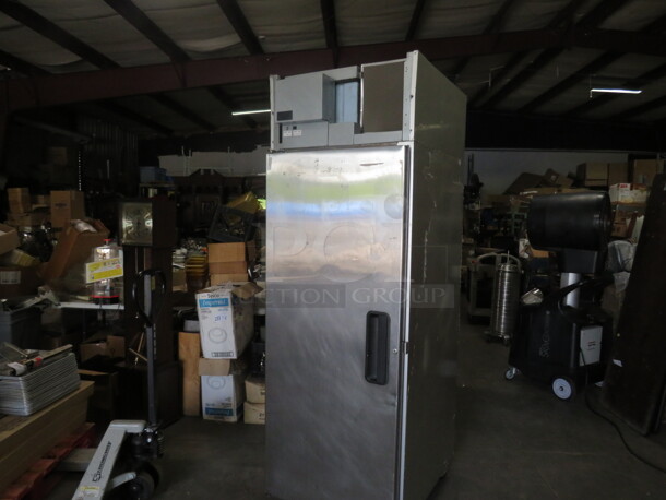 One Working Stainless Steel Hoshizaki Refrigerator On Casters With 3 Racks. #RH1-AAC. 115 Volt. 27.5X34X83. $4039.00