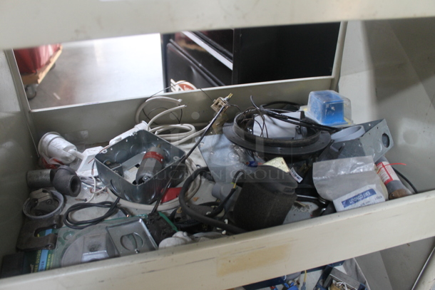 Metal 3 Tier Cart w/ Contents on Commercial Casters. - Image 3 of 4