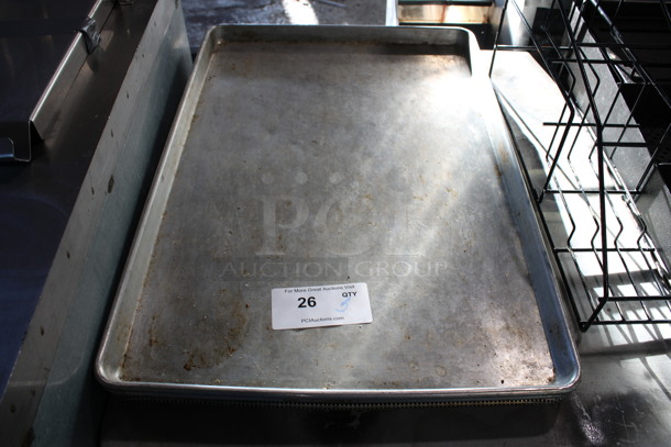 3 Metal Full Size Baking Pans; 1 Perforated. 18x26x1. 3 Times Your Bid!