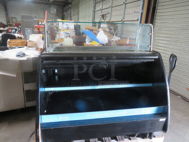 One Structural Concepts G-Series Combination Salad Prep/Refrigerated Self Serve Air Curtain Dual Service Merchandiser. Model# GP441RR. 208-230 Volt. 1 Phase. 51X51X56. $21,635.00. - Image 1 of 6