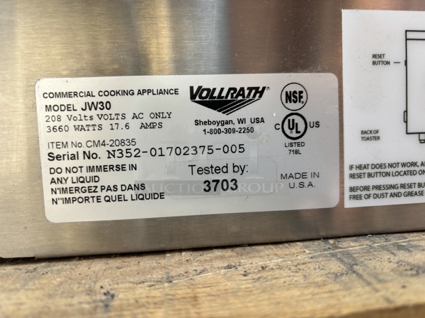 BRAND NEW IN PERFECT CONDITION! NO DEFECTS!! Vollrath CM4-20835 JW30 35" Countertop Cheese Melter - 208V - Image 4 of 4