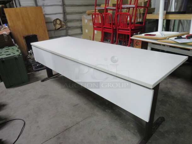 One White Laminate Table Top On A Dual Pedestal Base. 84X30X29 - Image 3 of 3