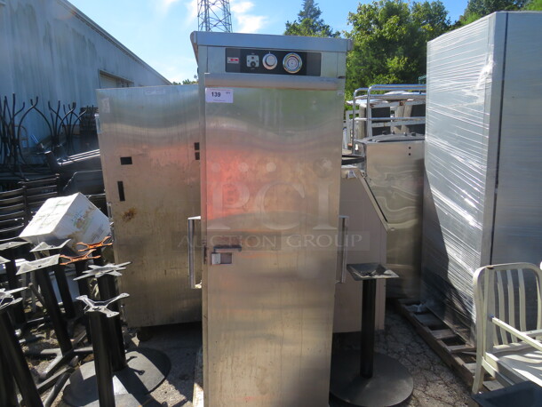 One WORKING Carter Hoffman 1 Door Heat And Hold On Casters. Model# PH1825NY. 120 Volt. 1455 Watt. 28X36X73.  - Image 1 of 3