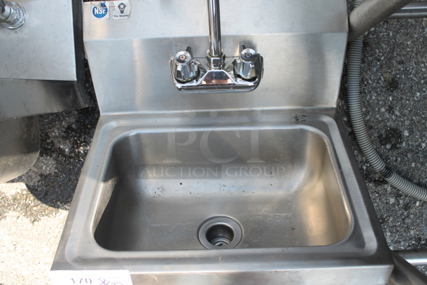 Stainless Steel Commercial Single Bay Wall Mount Sink w/ Faucet and Handles - Image 2 of 2