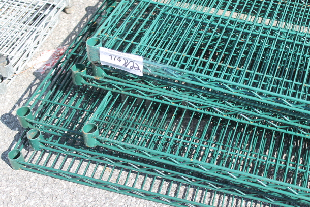 ALL ONE MONEY! Lot of 7 Green Finish Wire Shelves. - Image 2 of 2