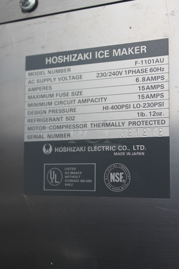 Hoshizaki F-1101AU Stainless Steel Commercial Ice Machine Head on Commercial Ice Bin. 230/240 Volts, 1 Phase.  - Image 7 of 9