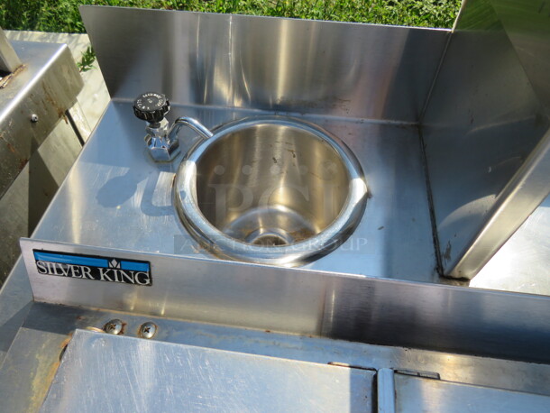 One Silver King Desert Table With 2 Under Shelves, 1 Over Shelf, Freezer, And Faucet. 50X28X42.5 - Image 2 of 3